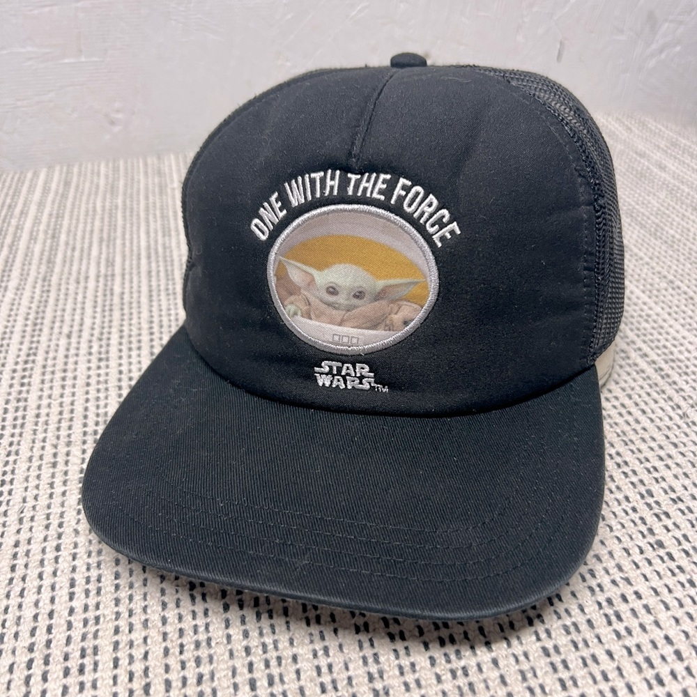 Star Wars One With The Force Baby Yoda trucker Mesh Snapback Hat Cap OSFM